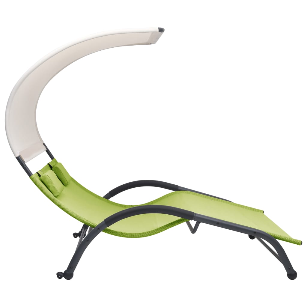 Bain de soleil double avec pare-soleil en textilène vert