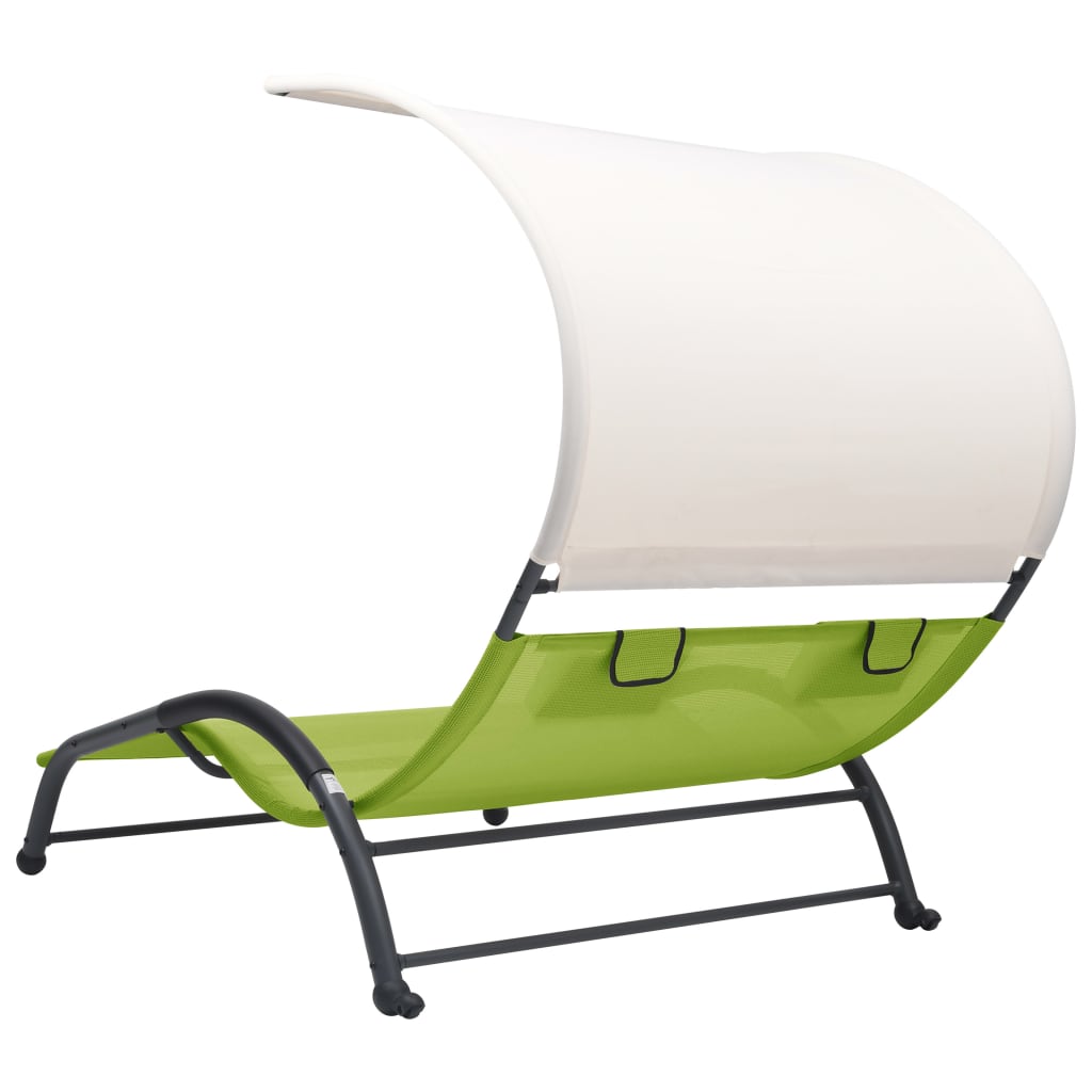 Bain de soleil double avec pare-soleil en textilène vert