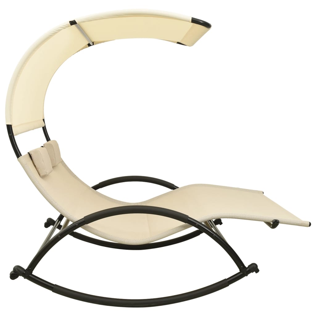 Double sun lounger with sun canopy Textilene Cream