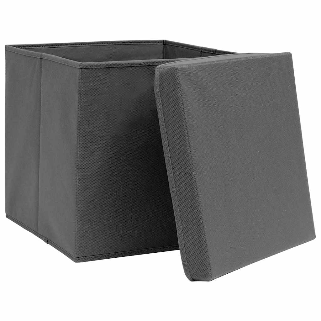 Aufbewahrungsboxen mit Deckeln 4 Stk. 28x28x28 cm Grau