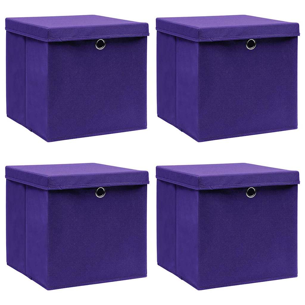 Aufbewahrungsboxen mit Deckeln 4 Stk. 28x28x28 cm Lila
