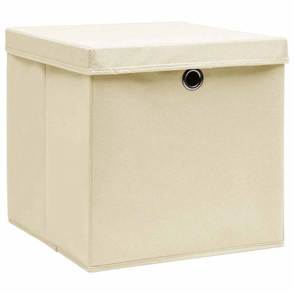 Aufbewahrungsboxen mit Deckeln 4 Stk. 28x28x28 cm Creme