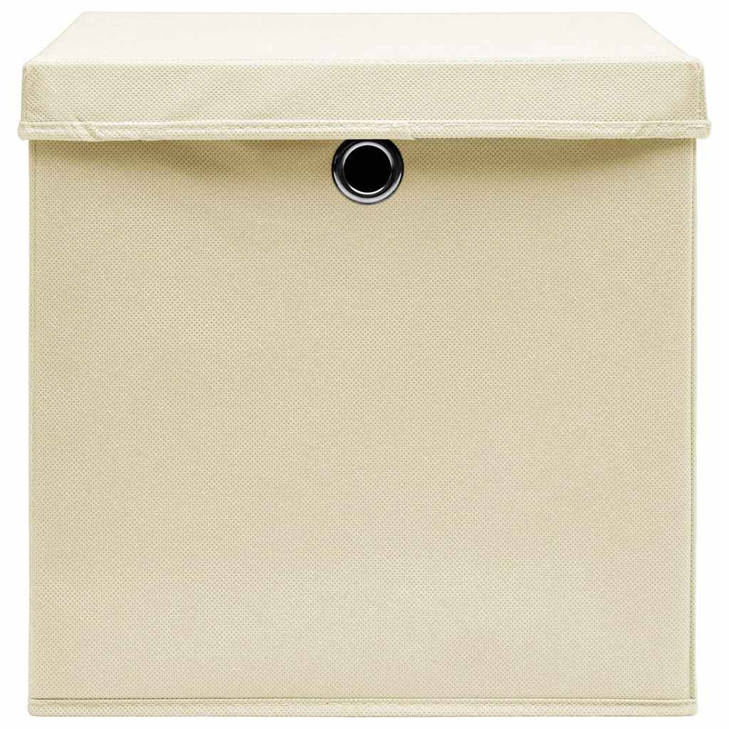 Aufbewahrungsboxen mit Deckeln 4 Stk. 28x28x28 cm Creme