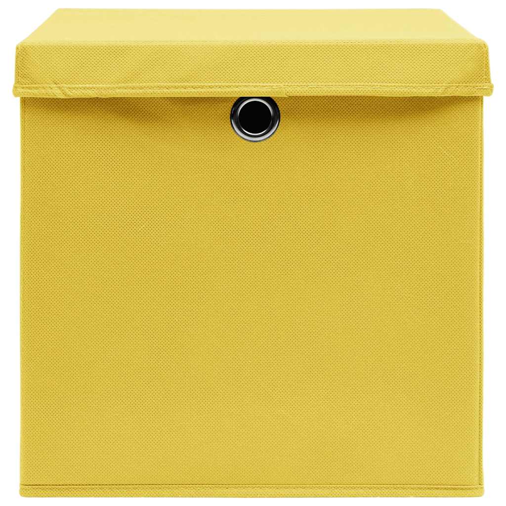 Aufbewahrungsboxen mit Deckeln 4 Stk. 28x28x28 cm Gelb