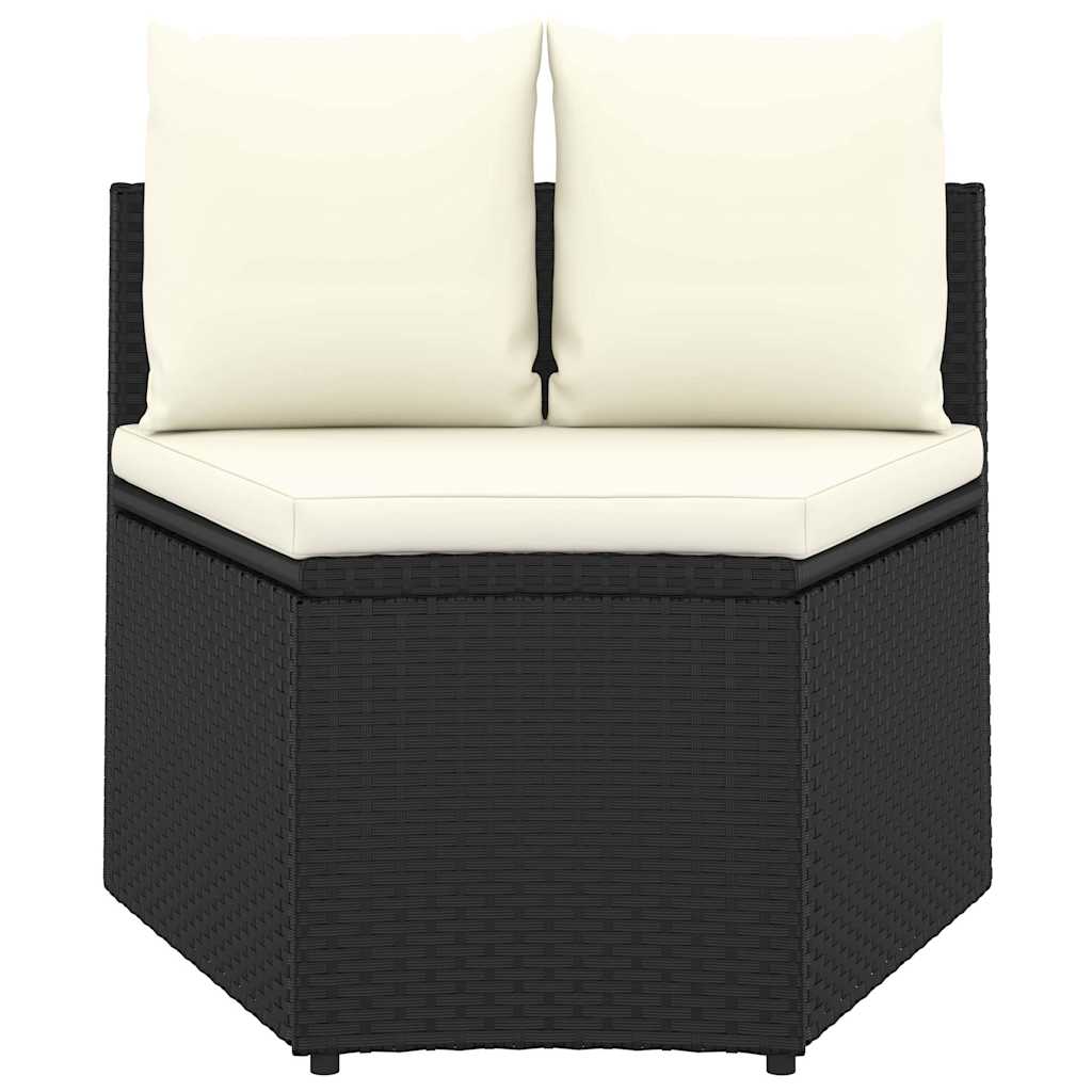 2-tlg. Garten-Sofagarnitur mit Auflagen Poly Rattan Schwarz