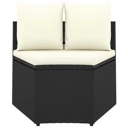 2-tlg. Garten-Sofagarnitur mit Auflagen Poly Rattan Schwarz