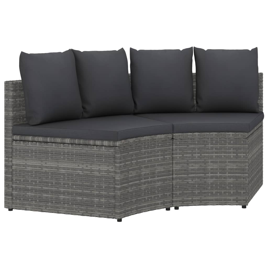 2-tlg. Garten-Sofagarnitur mit Auflagen Poly Rattan Grau