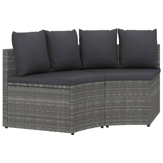 2-tlg. Garten-Sofagarnitur mit Auflagen Poly Rattan Grau