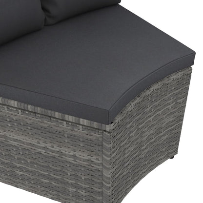 2-tlg. Garten-Sofagarnitur mit Auflagen Poly Rattan Grau
