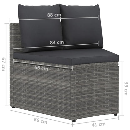 2-tlg. Garten-Sofagarnitur mit Auflagen Poly Rattan Grau