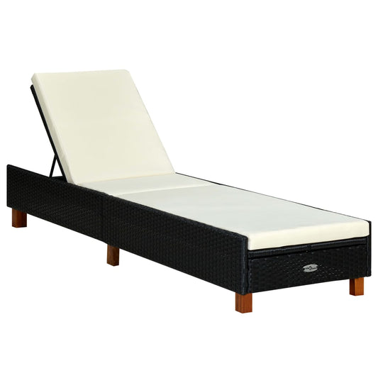 Bain de soleil avec coussin poly rotin noir