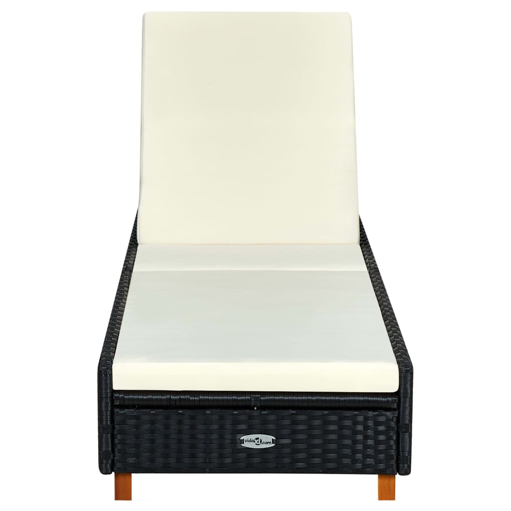 Bain de soleil avec coussin poly rotin noir