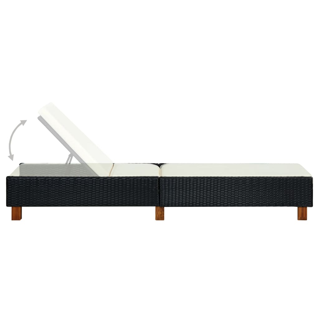 Bain de soleil avec coussin poly rotin noir