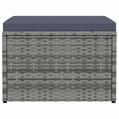 Outdoor-Fußhocker mit Kissen Grau Polyrattan