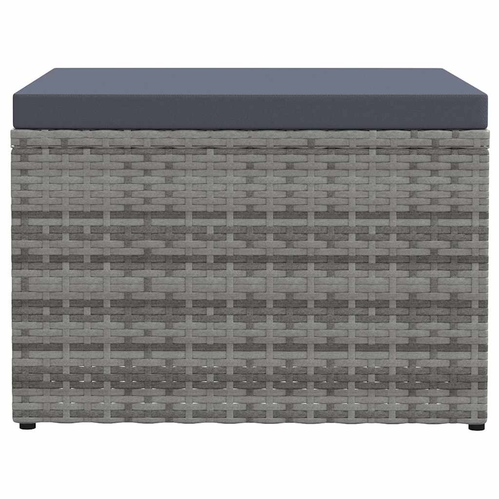 Outdoor-Fußhocker mit Kissen Grau Polyrattan