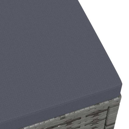 Outdoor-Fußhocker mit Kissen Grau Polyrattan