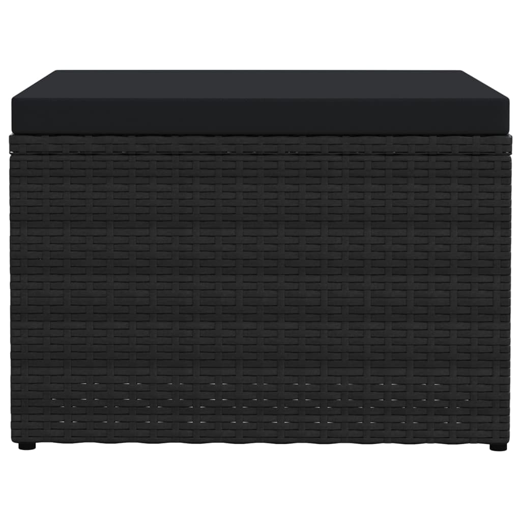 Outdoor-Fußhocker mit Kissen Schwarz Polyrattan