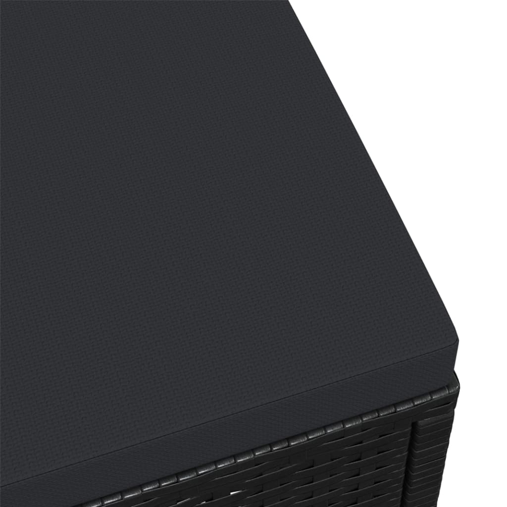 Outdoor-Fußhocker mit Kissen Schwarz Polyrattan
