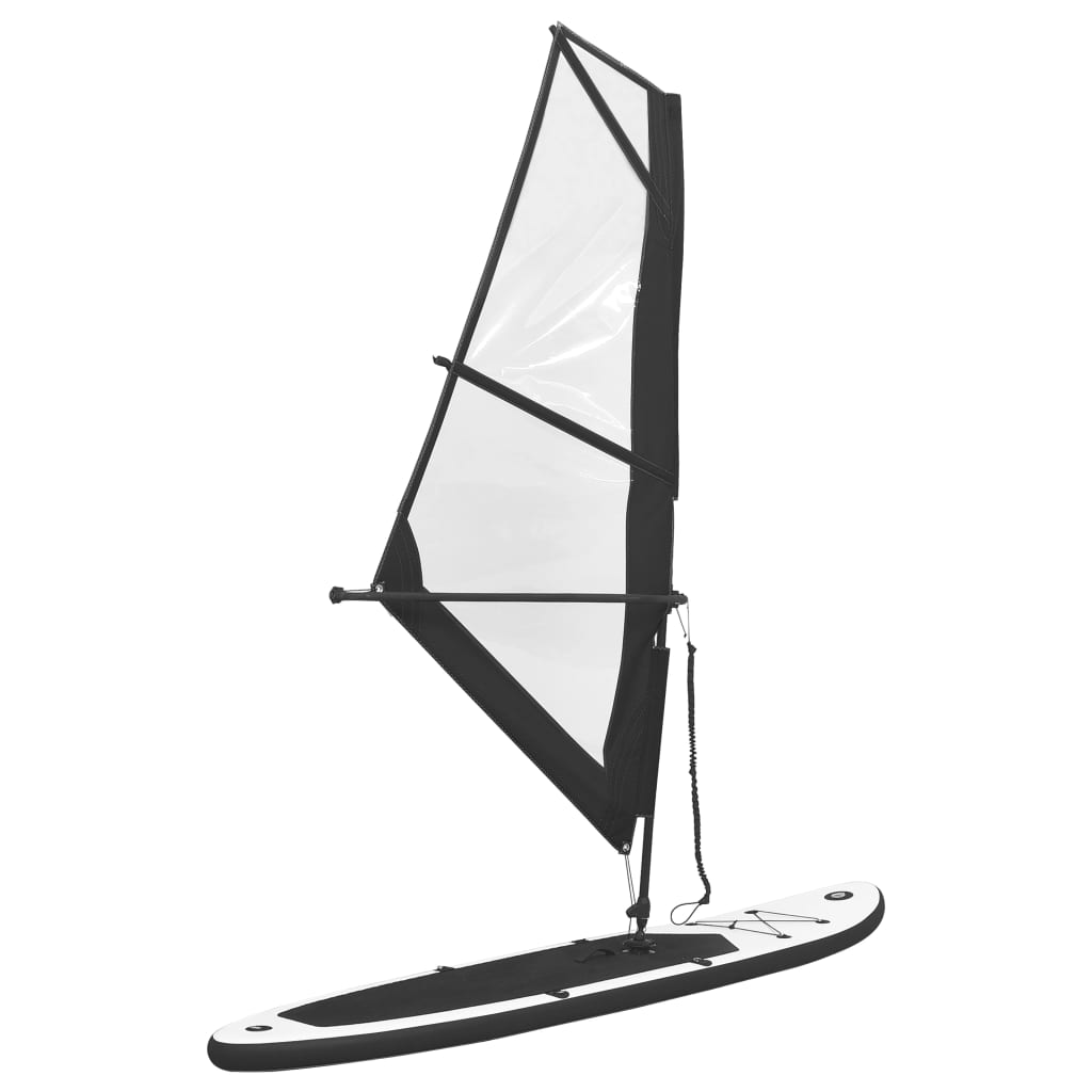 Planche SUP gonflable avec jeu de voiles noir et blanc