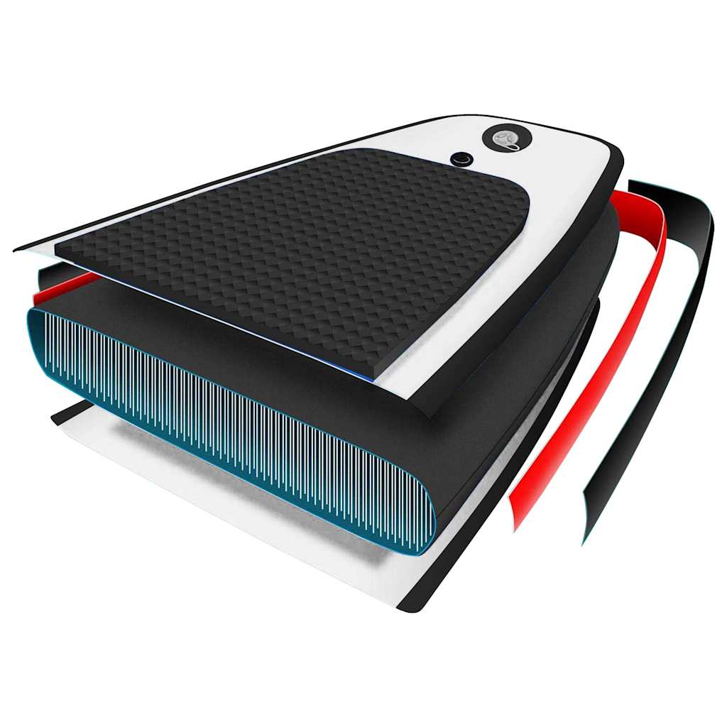 Aufblasbares SUP-Board mit Segel Set Schwarz und Weiß