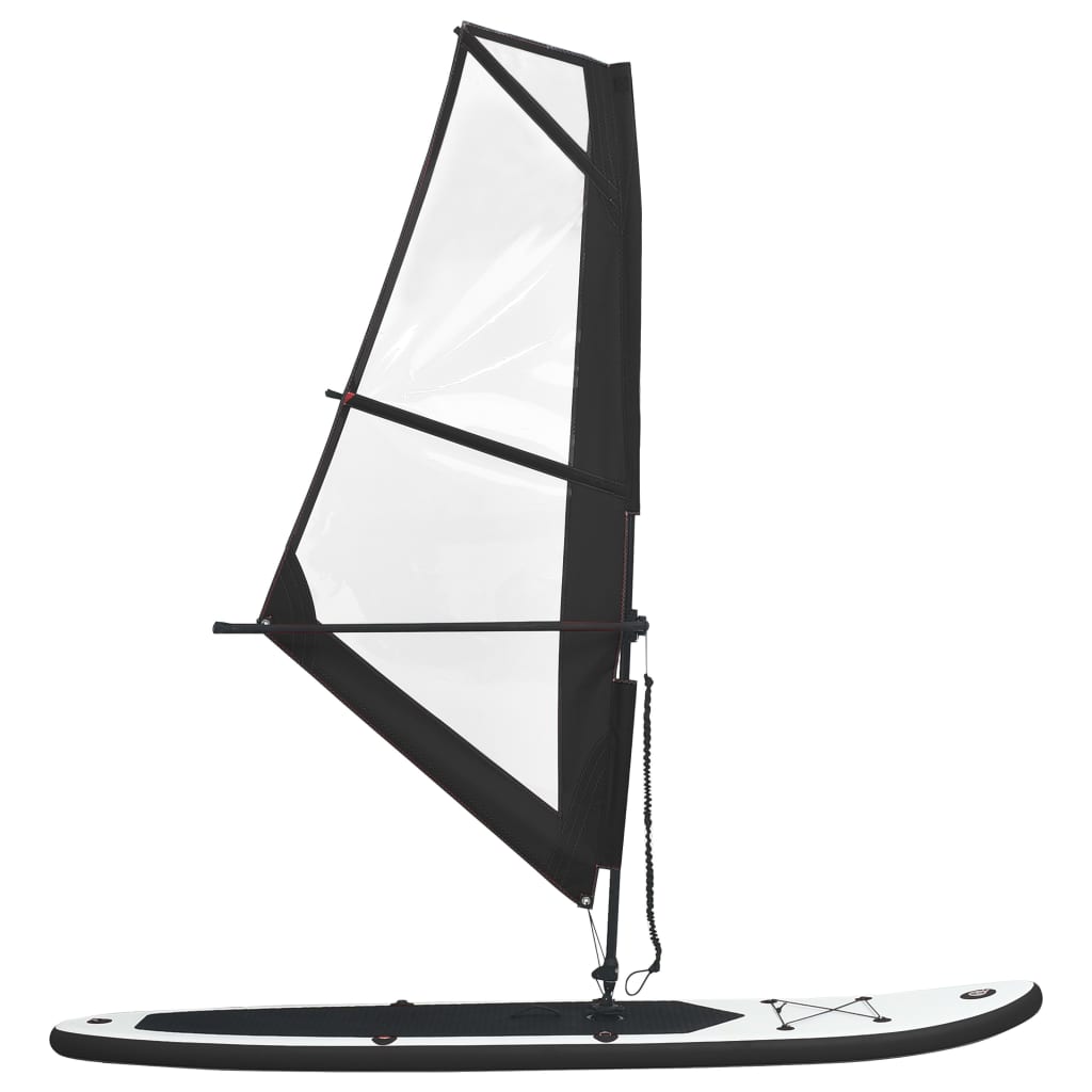 Planche SUP gonflable avec jeu de voiles noir et blanc