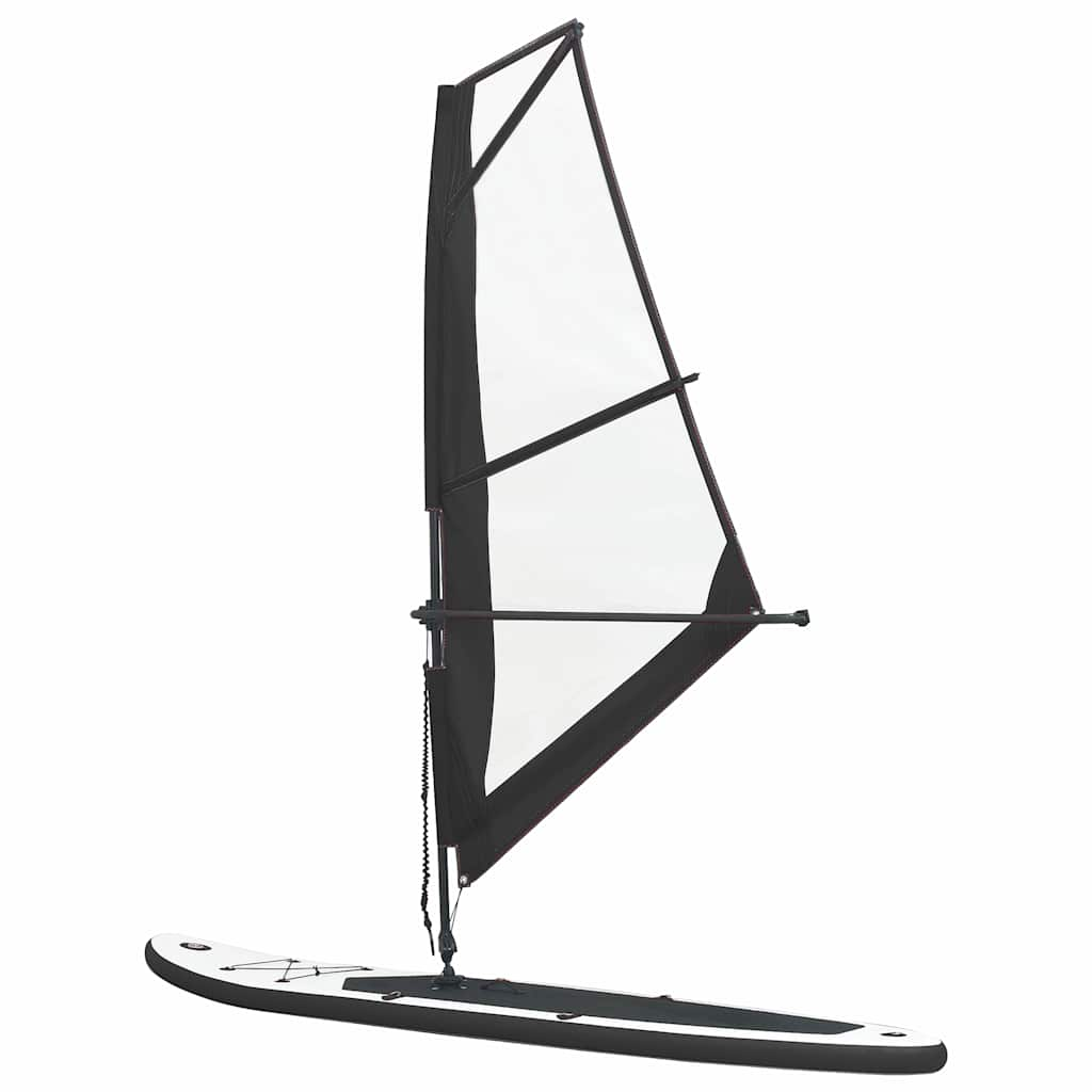 Planche SUP gonflable avec jeu de voiles noir et blanc