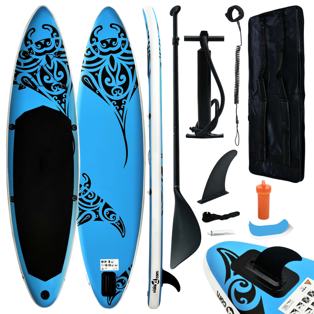 Set de planches SUP gonflable 366x76x15 cm bleu