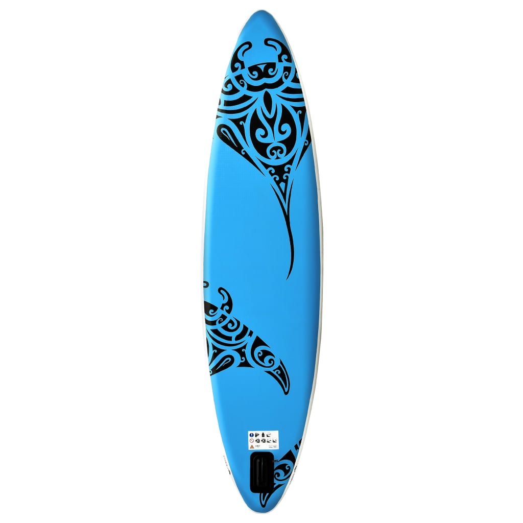 SUP-Board-Set Aufblasbar 366x76x15 cm Blau