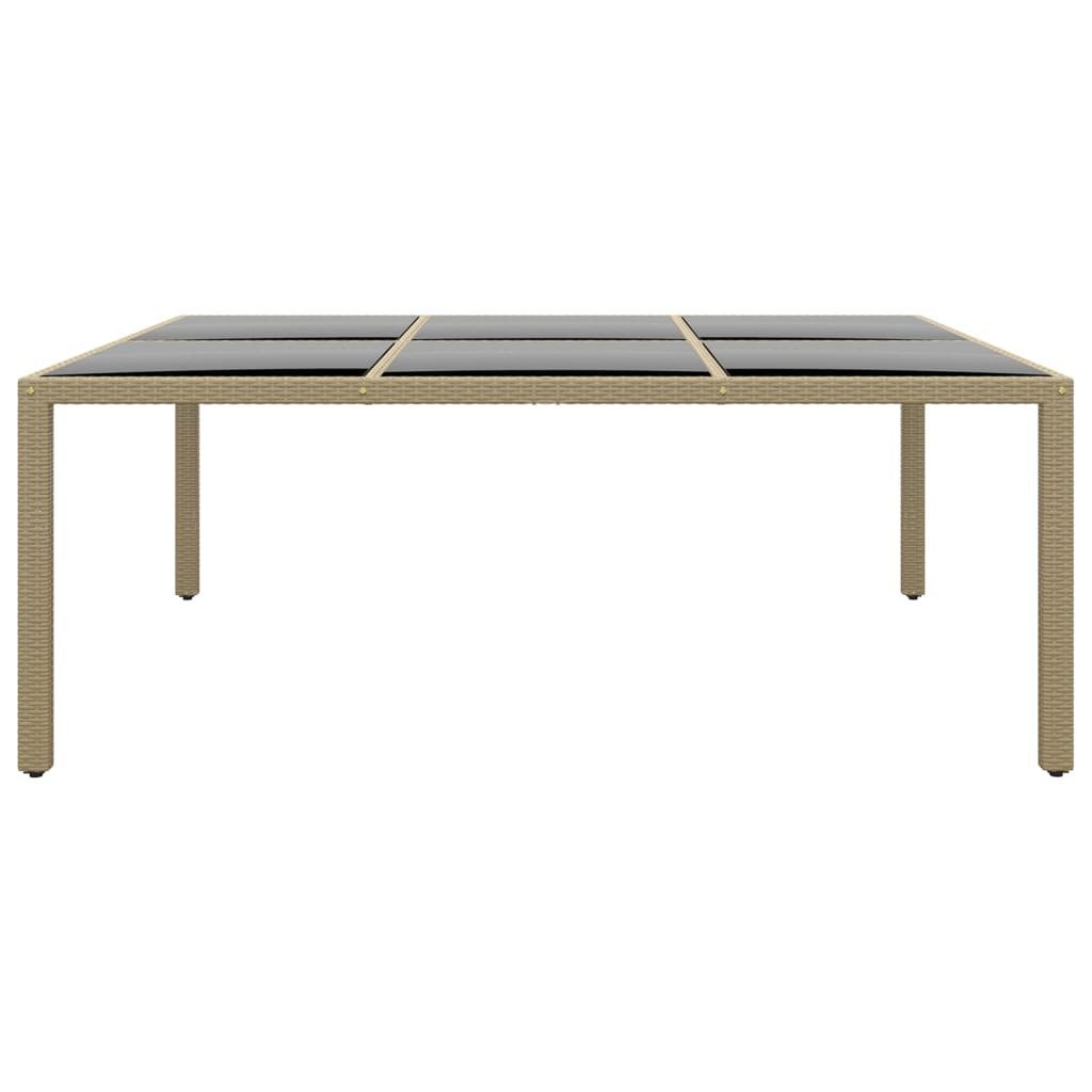 Gartentisch 200x150x75 cm Hartglas und Poly Rattan Beige