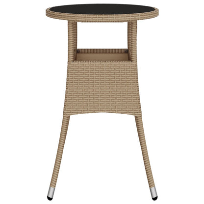 Gartentisch Ø60x75 cm Hartglas und Poly Rattan Beige