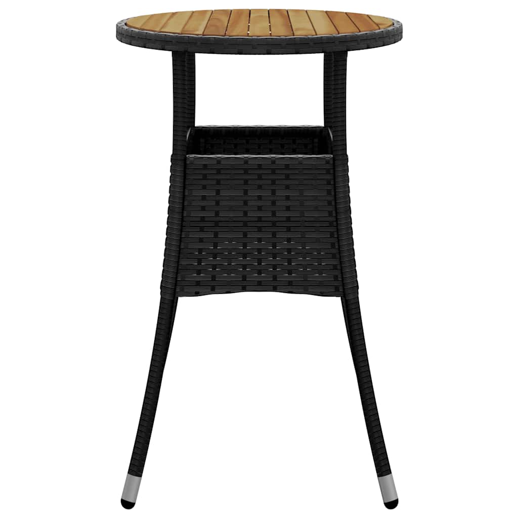 Gartentisch Ø60x75 cm Akazienholz und Poly Rattan Schwarz
