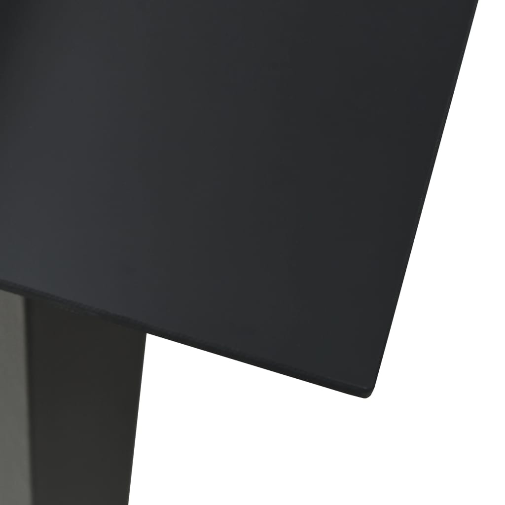 Garden dining table black 80x80x74 cm steel and glass