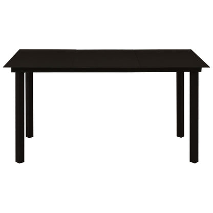 Garten-Esstisch Schwarz 150x80x74 cm Stahl und Glas