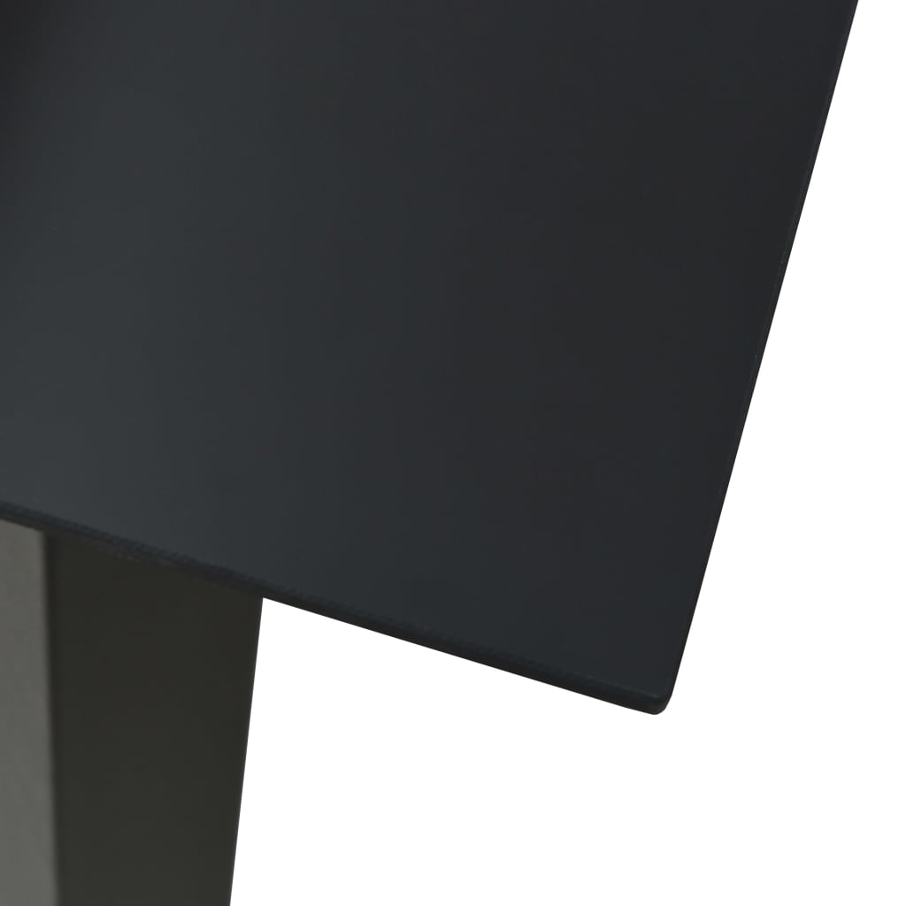 Garden dining table black 150x80x74 cm steel and glass