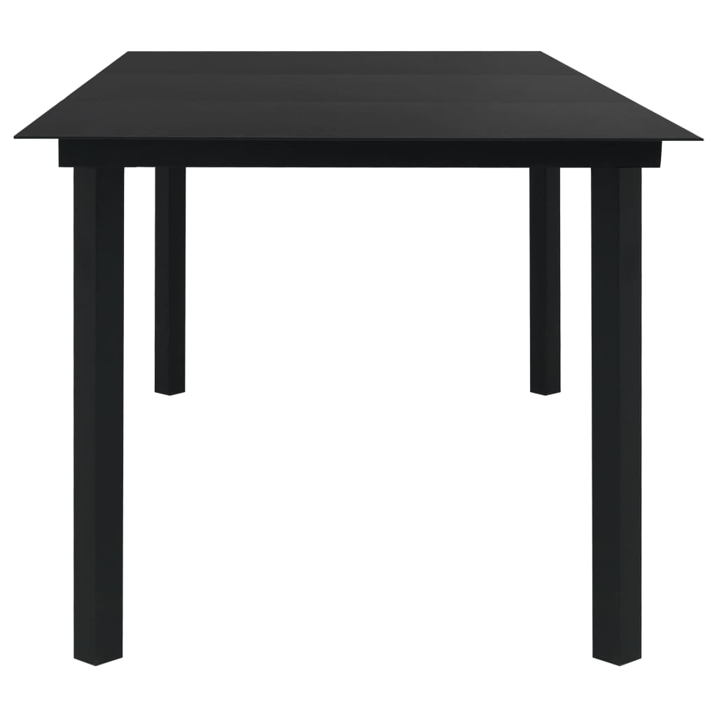 Table à manger de jardin noire 190x90x74 cm acier et verre