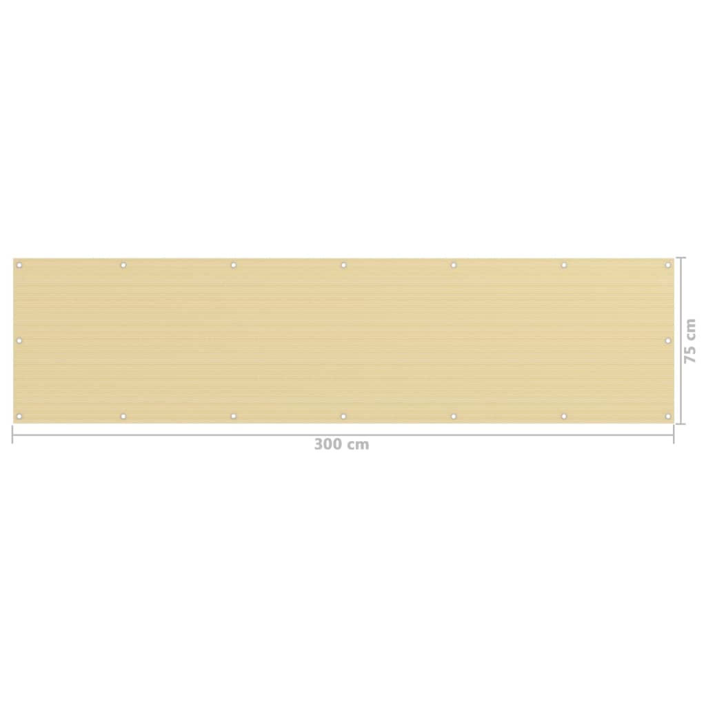 Balkon-Sichtschutz Beige 75x300 cm HDPE