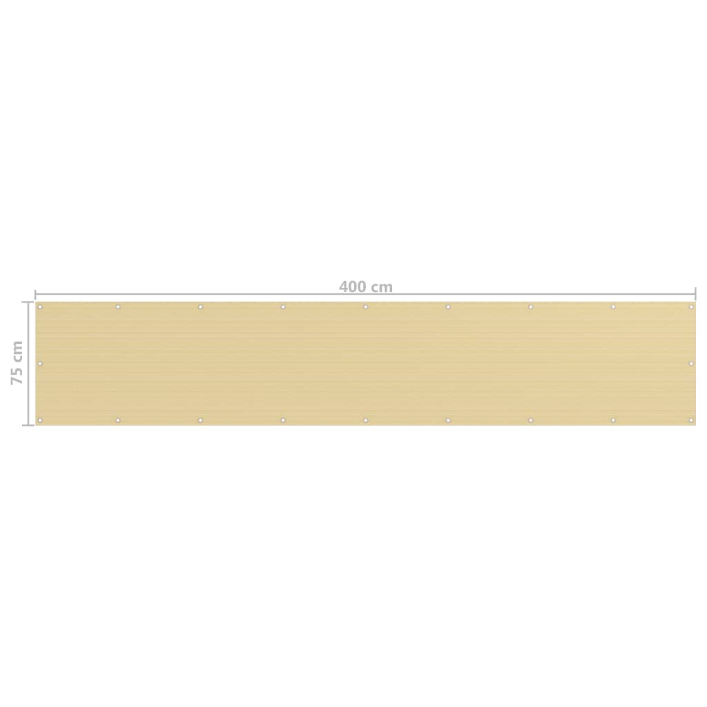 Balkon-Sichtschutz Beige 75x400 cm HDPE