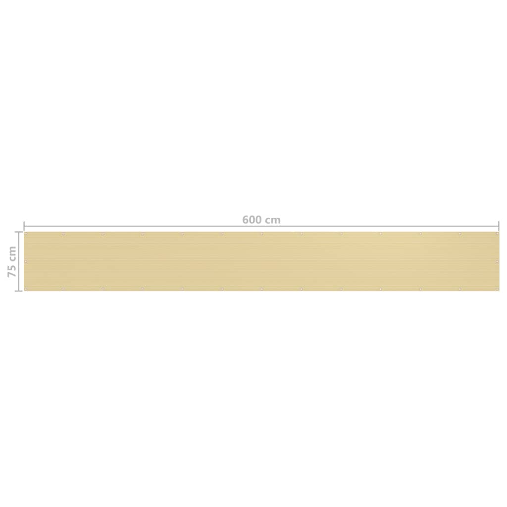 Balkon-Sichtschutz Beige 75x600 cm HDPE