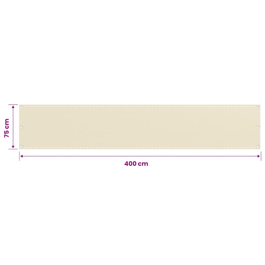 Balkon Sichtschutz Creme 75x400 cm HDPE