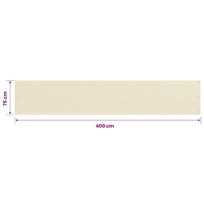 Balkon Sichtschutz Creme 75x400 cm HDPE