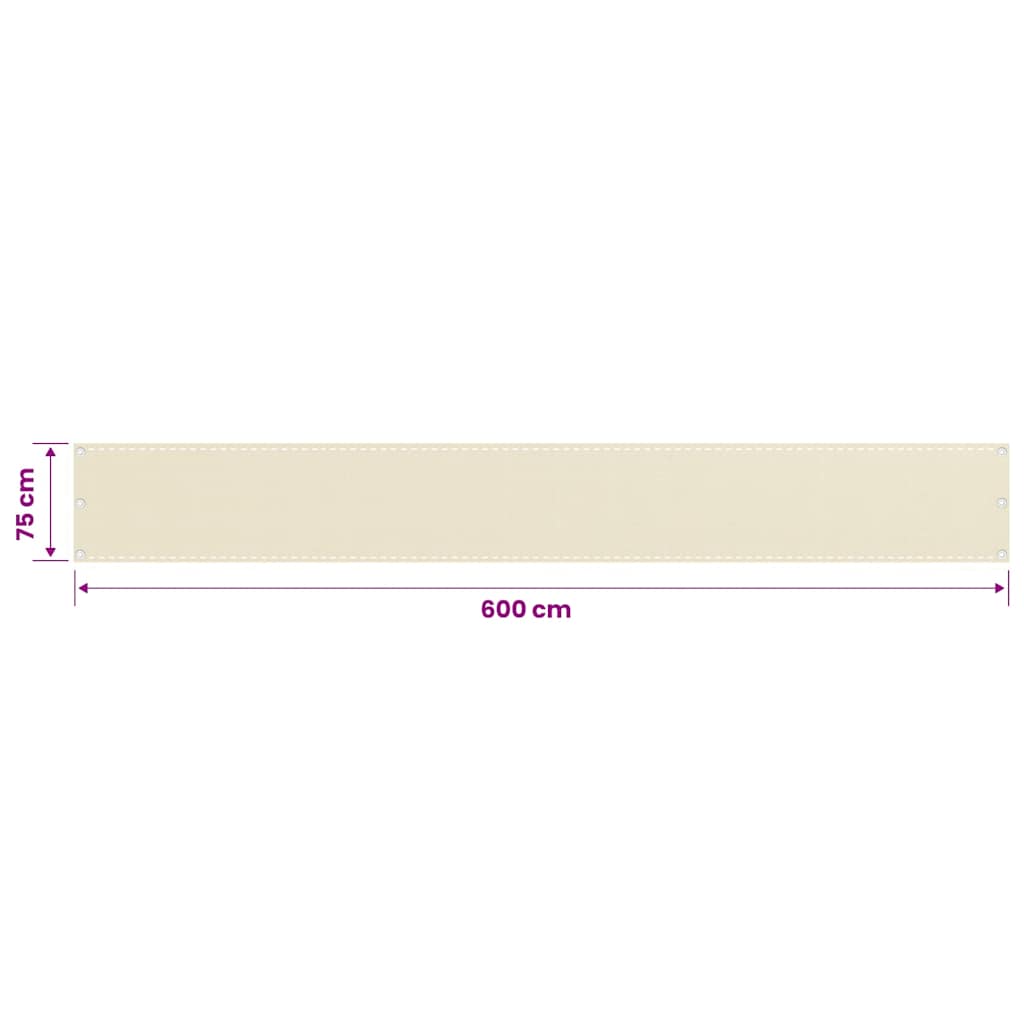 Balkon Sichtschutz Creme 75x600 cm HDPE