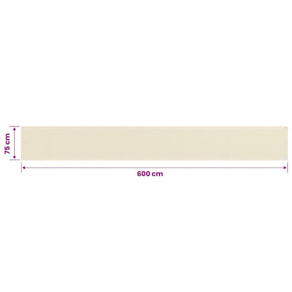 Balkon Sichtschutz Creme 75x600 cm HDPE