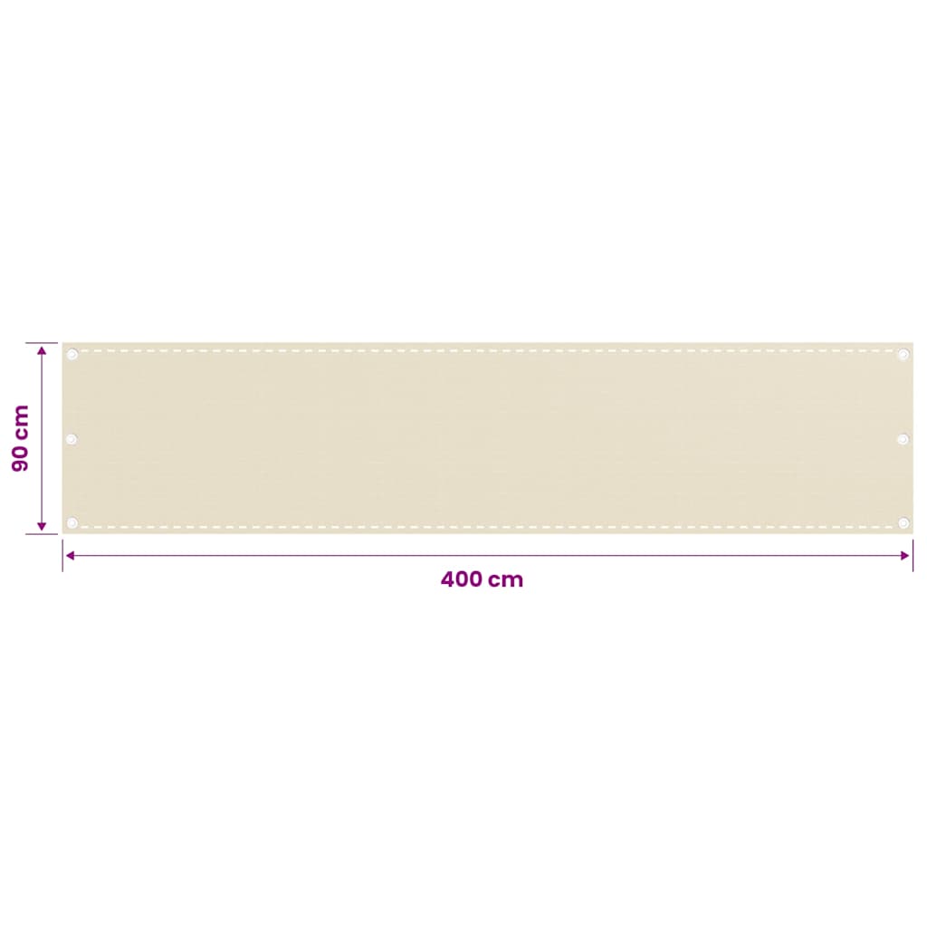 Balkon Sichtschutz Creme 90x400 cm HDPE