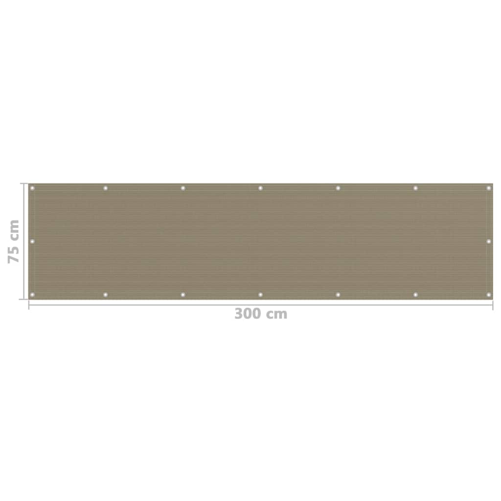 Balkon-Sichtschutz Taupe 75x300 cm HDPE