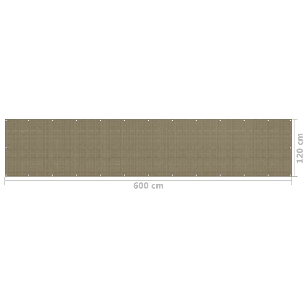 Balkon-Sichtschutz Taupe 120x600 cm HDPE