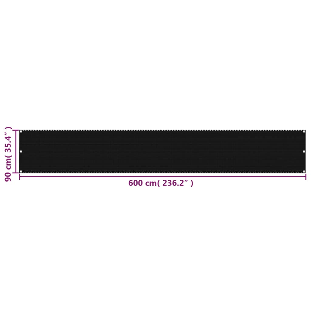 Balkon-Sichtschutz Schwarz 90x600 cm HDPE