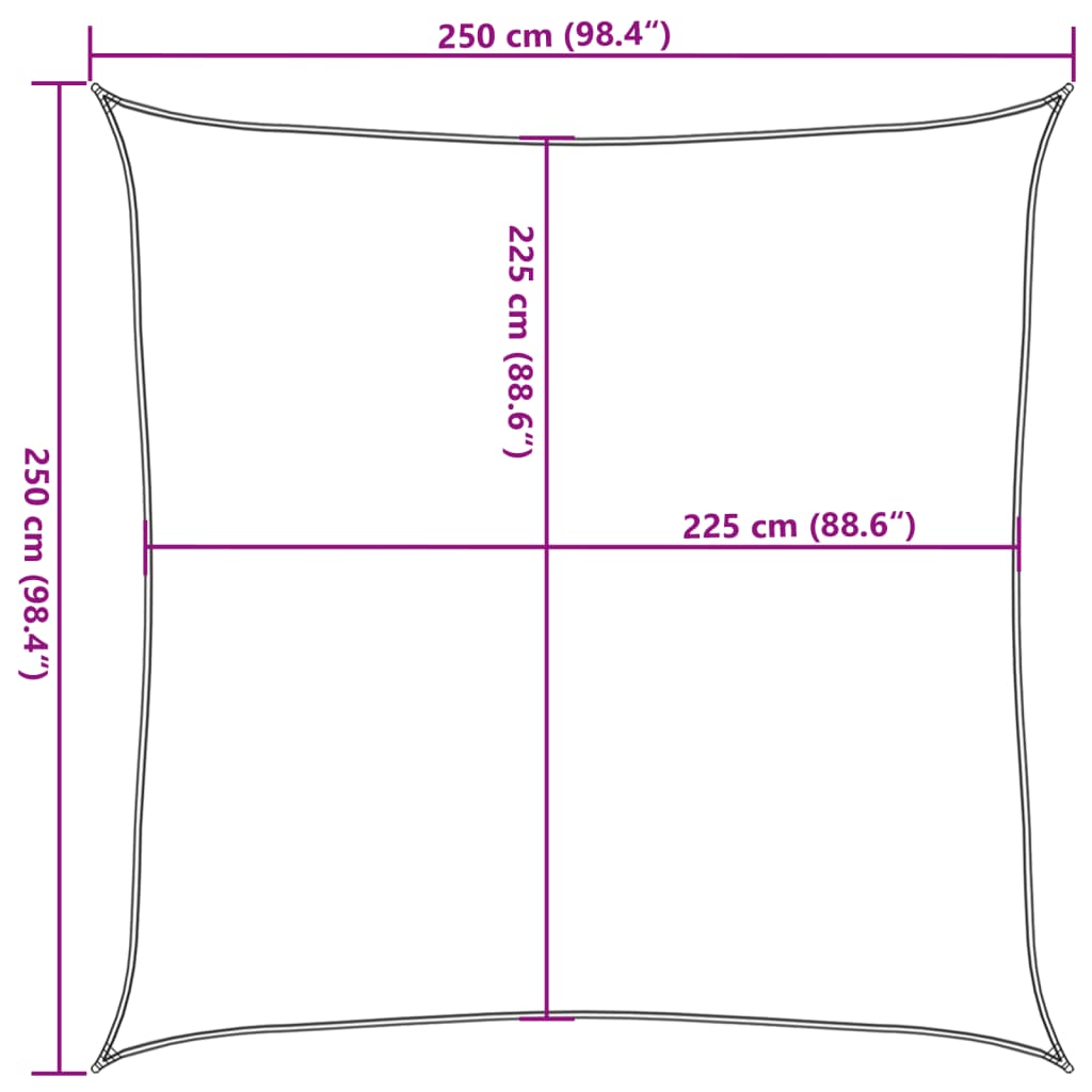 Sonnensegel 160 g/m² Anthrazit 2,5x2,5 m HDPE