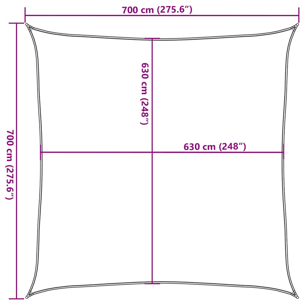 Sonnensegel 160 g/m² Beige 7x7 m HDPE