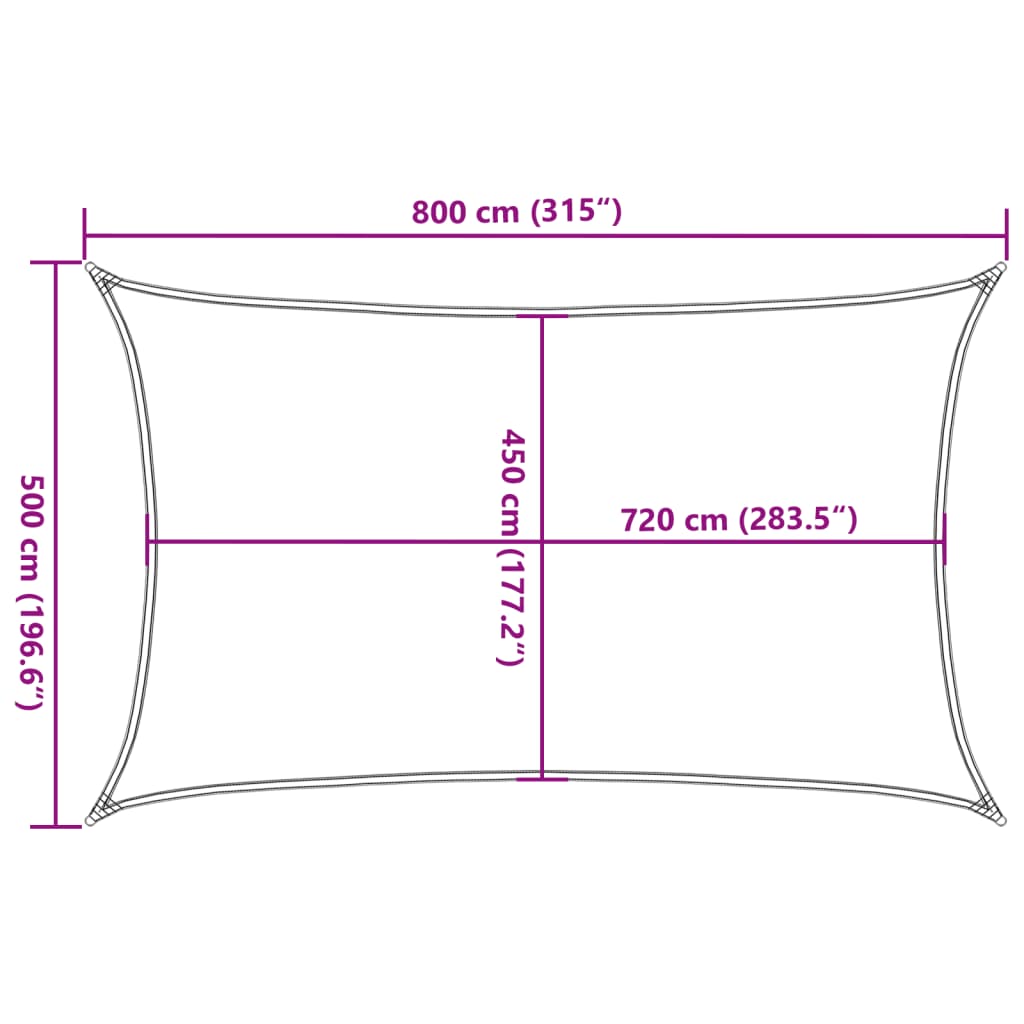 Sonnensegel 160 g/m² Beige 5x8 m HDPE