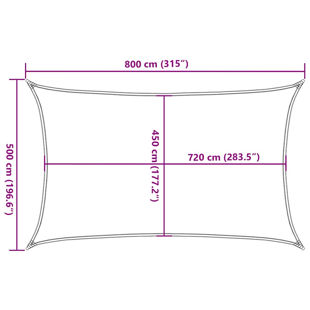 Sonnensegel 160 g/m² Beige 5x8 m HDPE